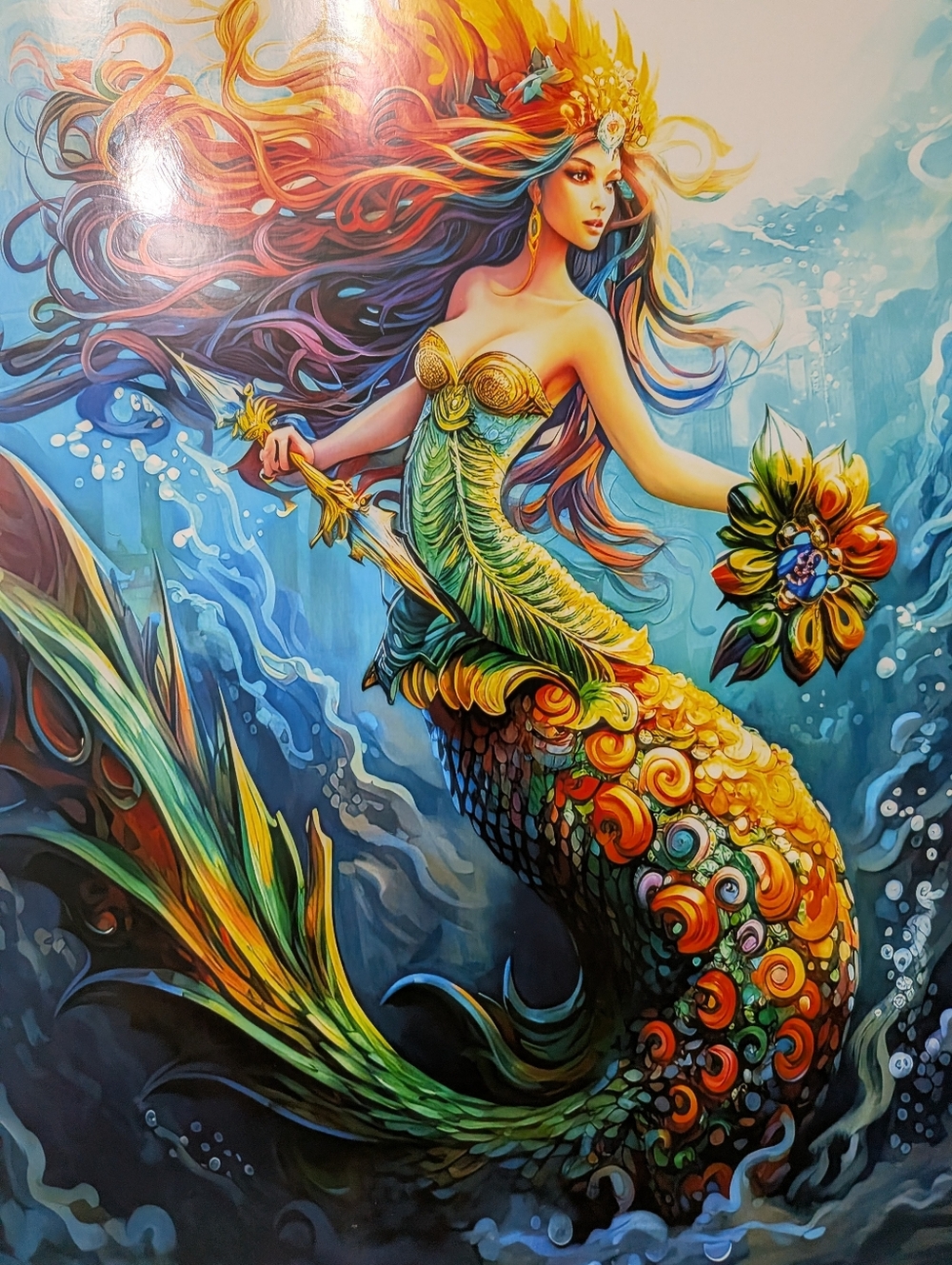 🔥Fantasy Mermaid Shield Maiden Warrior Glossy Art Print 8x10 Wall Decor NWOT